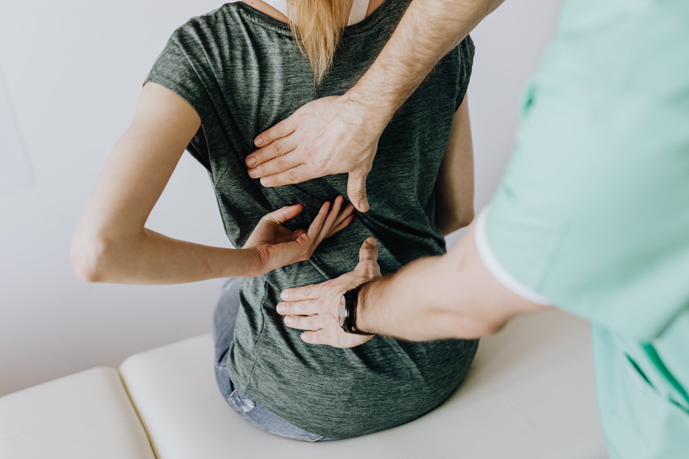 Physiotherapy patient being treated for back pain